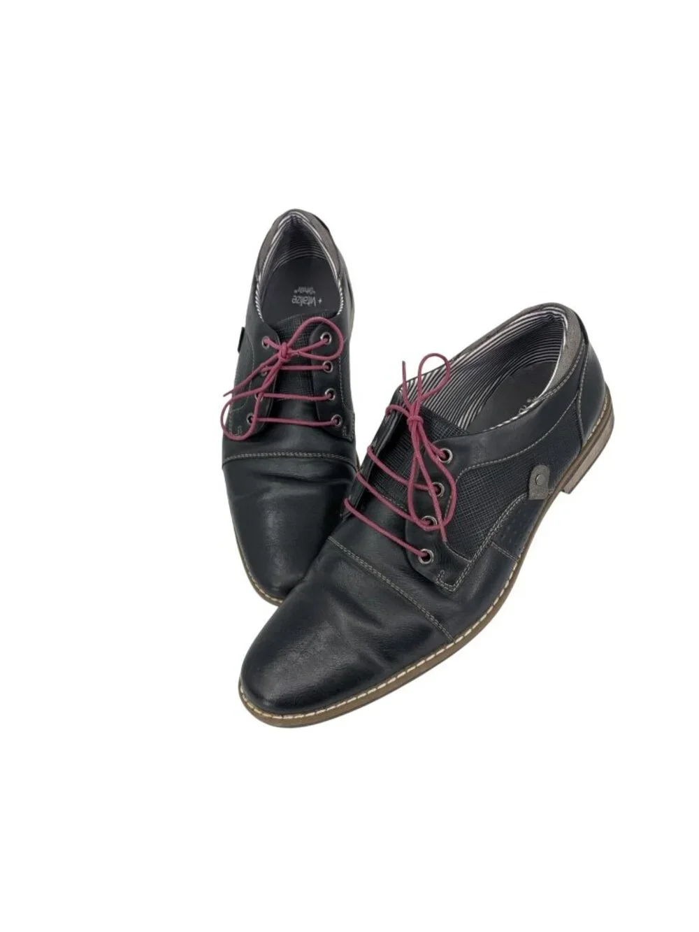 Oxford Derby Shoes Black Faux Leather Preppy Academia Everyday Comfort Size 10 M